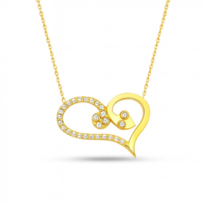 14K Gold Snake Heart Necklace