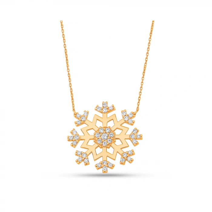 14K Gold Snowflake Necklace, Tiny Star Necklace