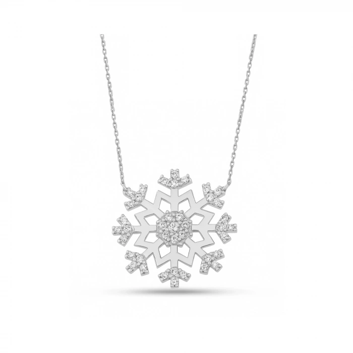 14K Gold Snowflake Necklace, Tiny Star Necklace