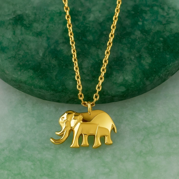 14K Gold Tiny Elephant Necklace, Baby Animal Necklace, Cute Mini Gold Jewelry