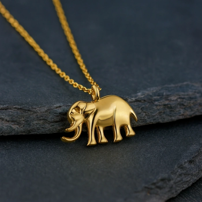 14K Gold Tiny Elephant Necklace, Baby Animal Necklace, Cute Mini Gold Jewelry