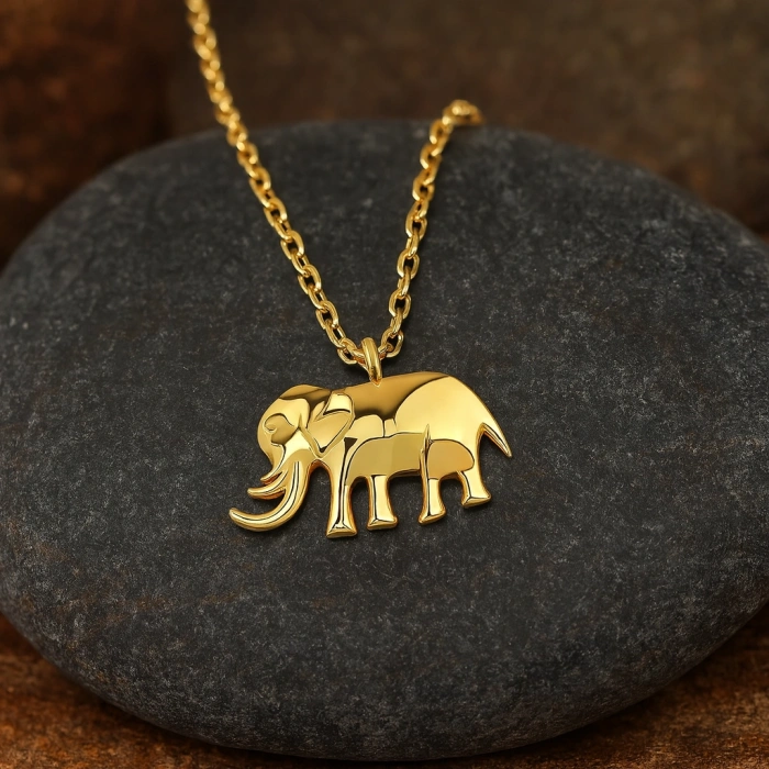 14K Gold Tiny Elephant Necklace, Baby Animal Necklace, Cute Mini Gold Jewelry