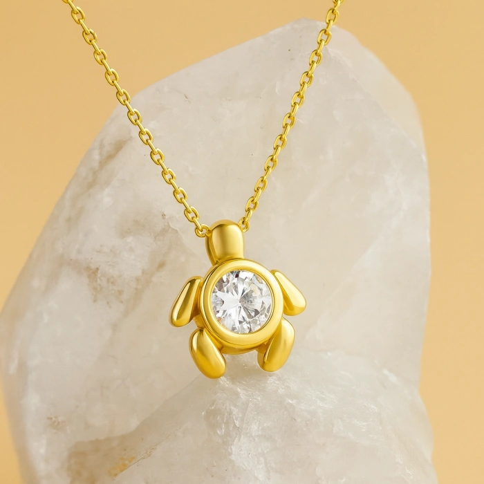 14K Gold Turtle Necklace