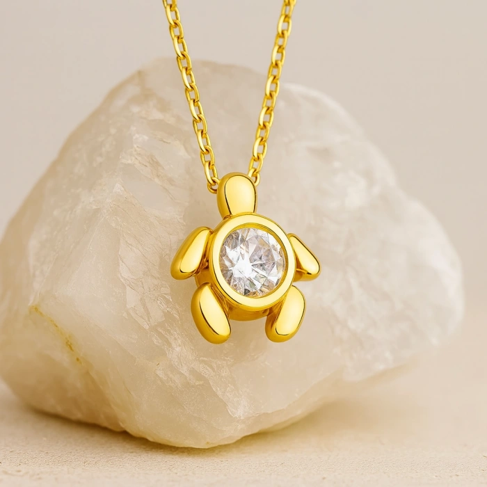 14K Gold Turtle Necklace