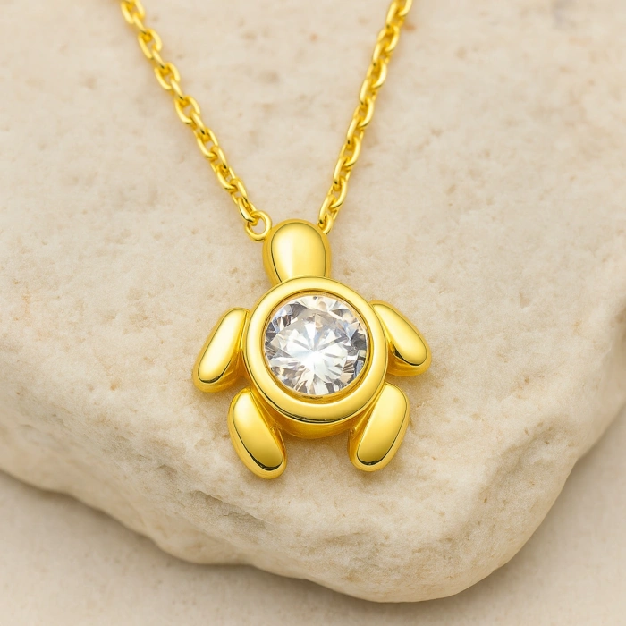 14K Gold Turtle Necklace