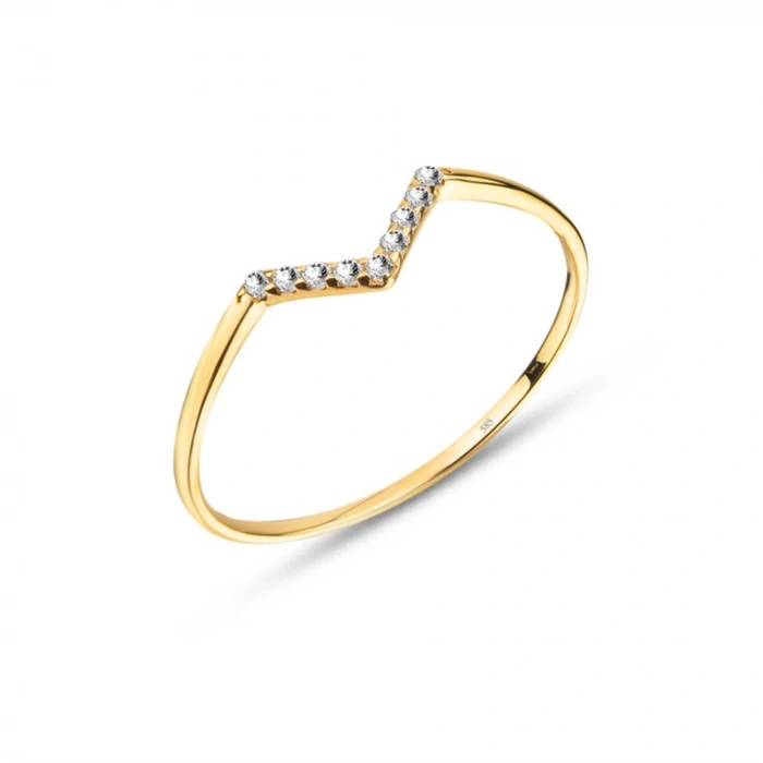 14K Solid Gold Curved Sapphire Ring