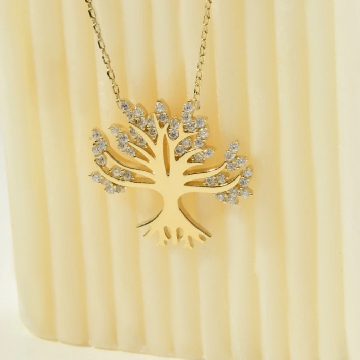 14K Gold Tree of Life Necklace, Family Tree Jewelry
