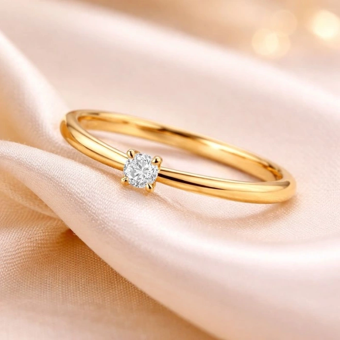 0.10 Karat Minimal Tektaş Pırlanta Yüzük