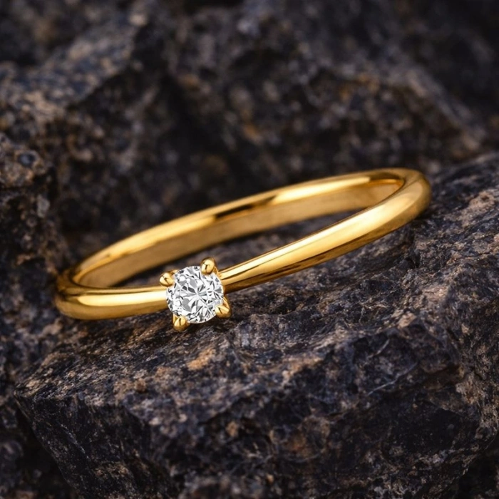0.10 Karat Minimal Tektaş Pırlanta Yüzük
