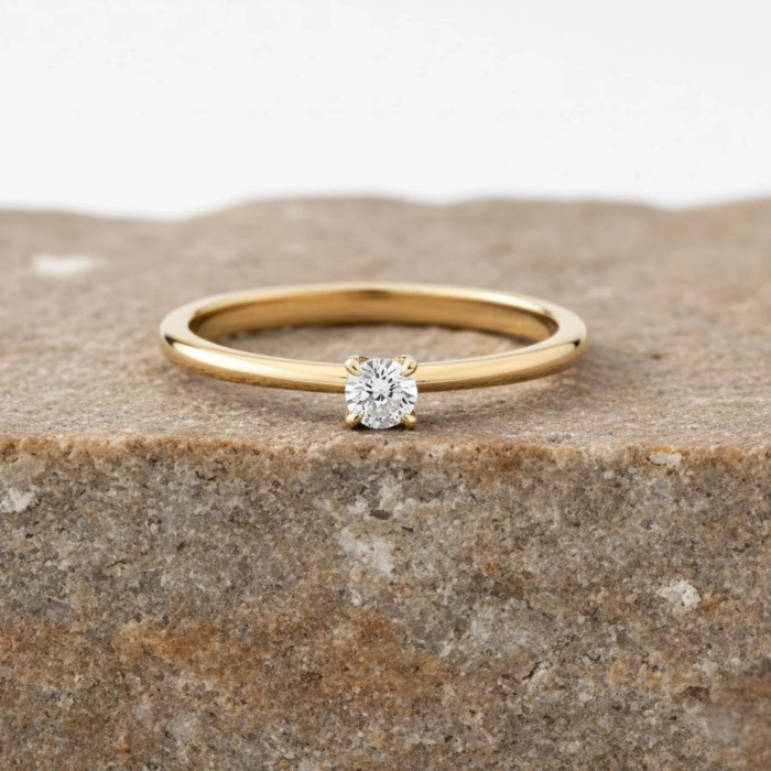 0.10 Karat Minimal Tektaş Pırlanta Yüzük