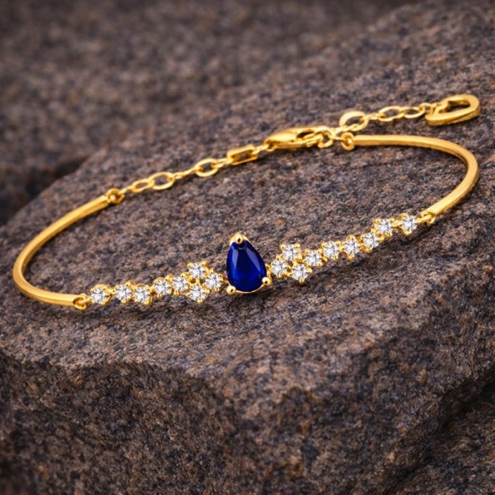 0.90 Karat Mavi Safir Taşlı Pırlanta Bileklik