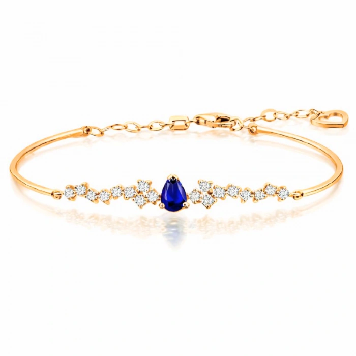 0.90 Karat Mavi Safir Taşlı Pırlanta Bileklik