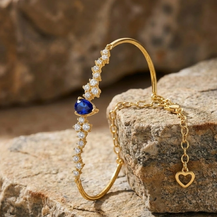 0.90 Karat Mavi Safir Taşlı Pırlanta Bileklik