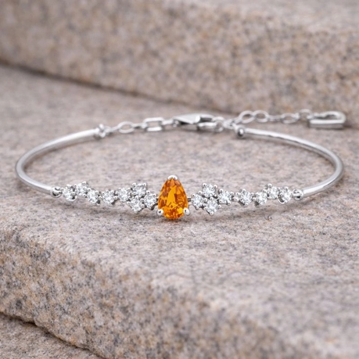 0.85 Karat Sitrin Taşlı Pırlanta Bileklik