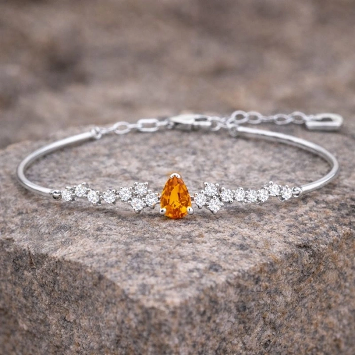 0.85 Karat Sitrin Taşlı Pırlanta Bileklik