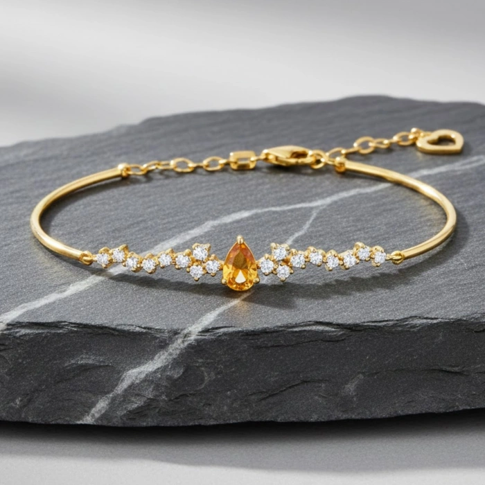 0.85 Karat Sitrin Taşlı Pırlanta Bileklik