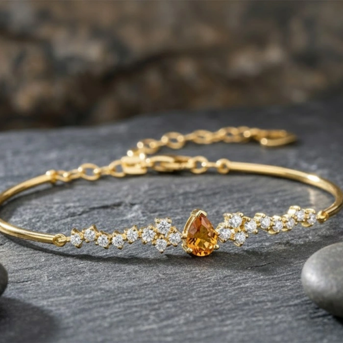 0.85 Karat Sitrin Taşlı Pırlanta Bileklik