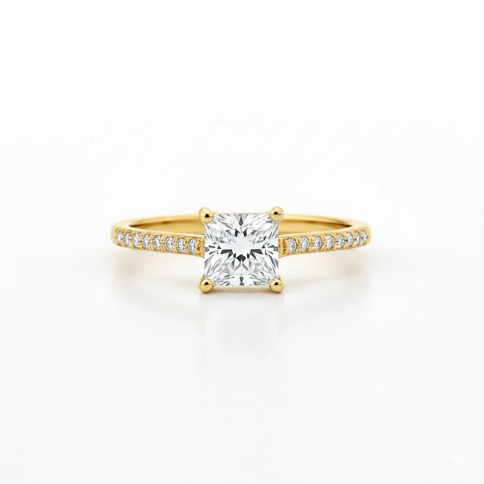 0.70 Karat Prenses Kesim Pırlanta Yüzük