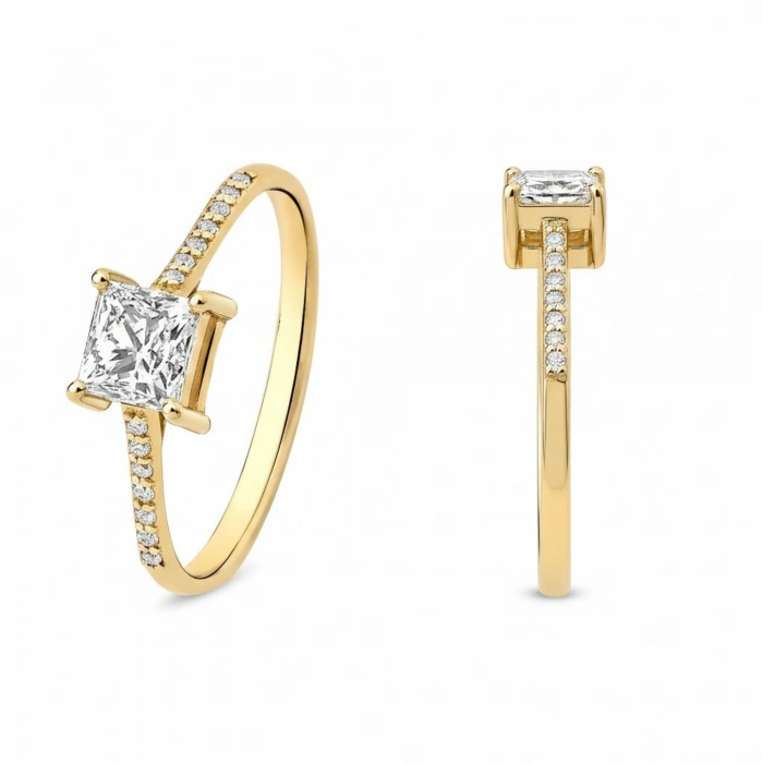 0.70 Karat Prenses Kesim Pırlanta Yüzük