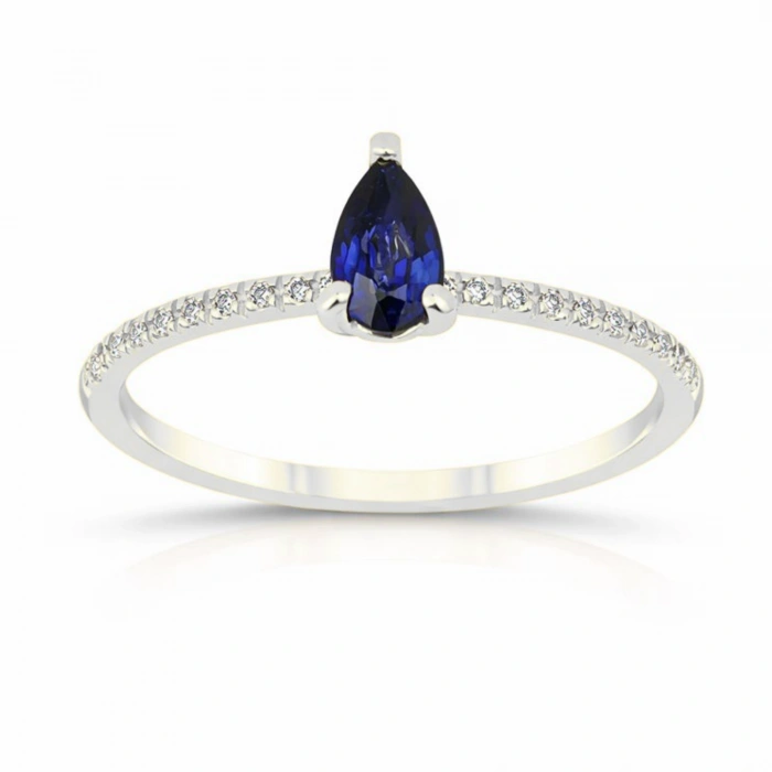 0.32 Carat Pear Cut Sapphire Diamond Ring