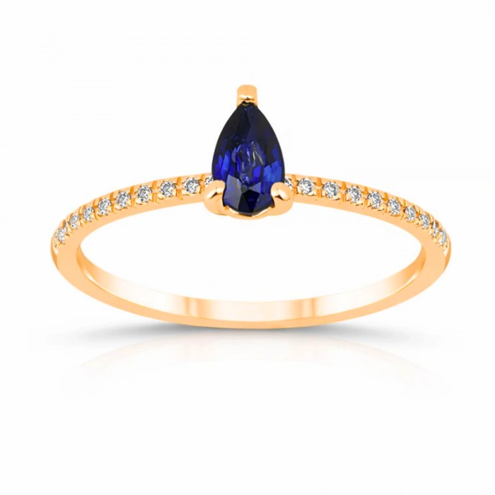 0.32 Carat Pear Cut Sapphire Diamond Ring