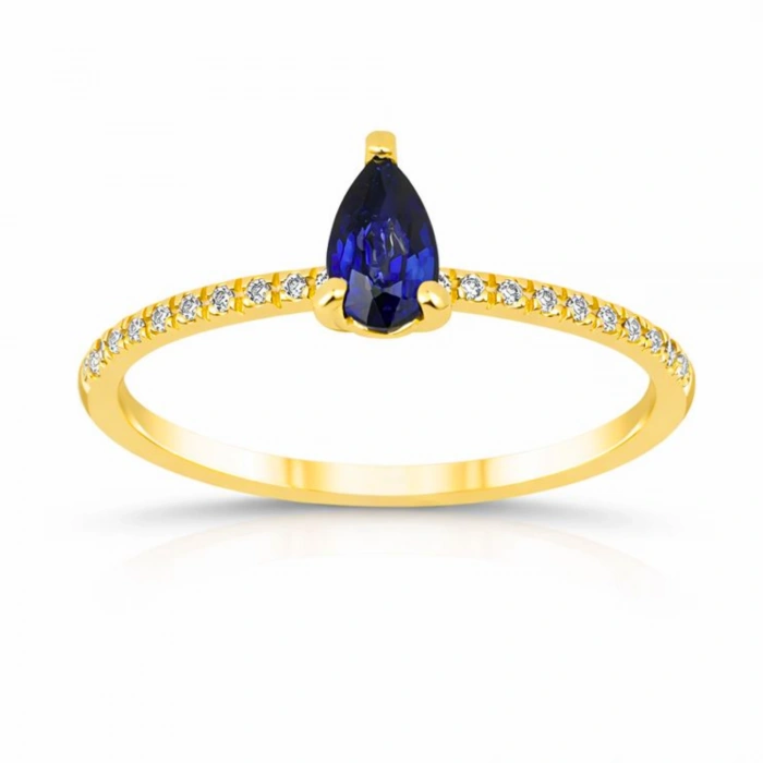 0.32 Carat Pear Cut Sapphire Diamond Ring