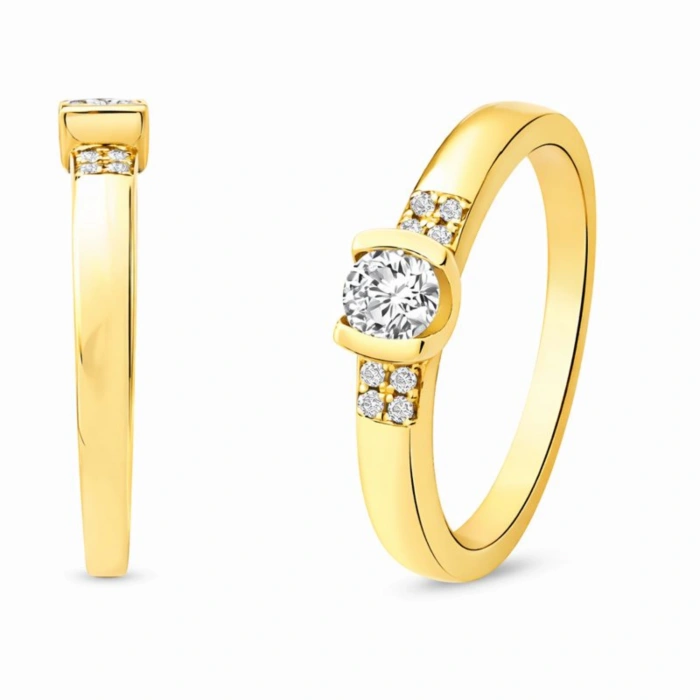 0.36 Karat Zarif Pırlanta Yüzük, Tektaş Alyans Yüzük