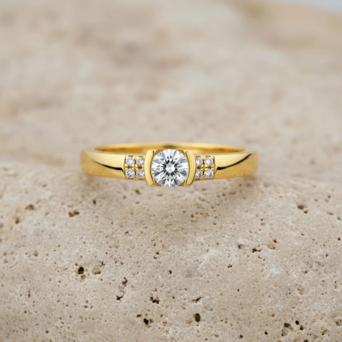 0.36 Karat Zarif Pırlanta Yüzük, Tektaş Alyans Yüzük