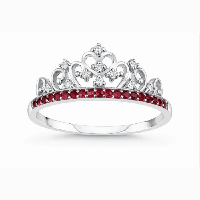 0.37 Karat Yakut Taşlı Pırlanta Taç Yüzük