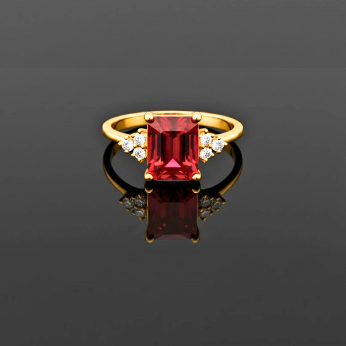 3.99 Karat Pırlanta Zümrüt Kesim Yakut Yüzük