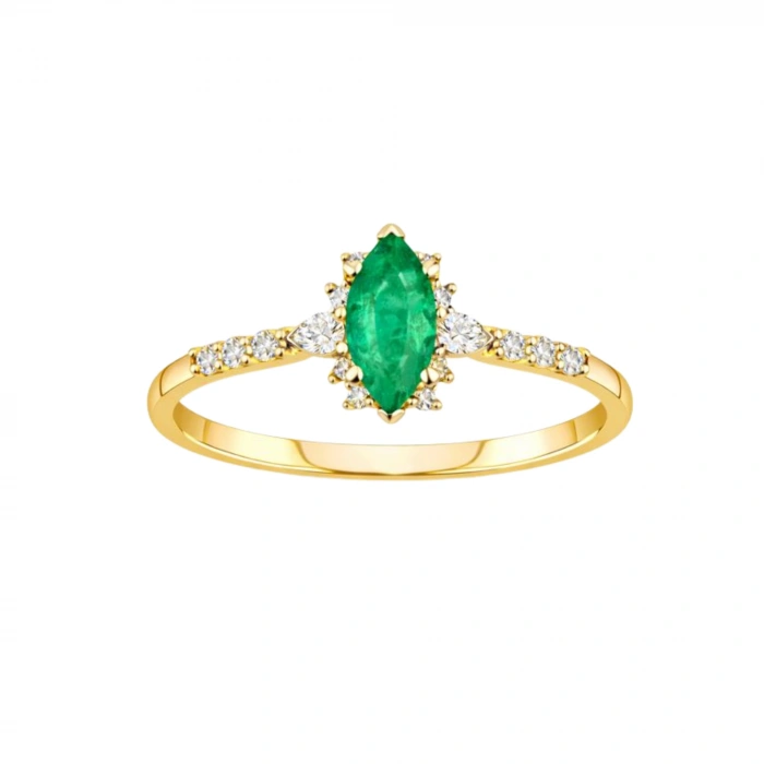 0.47 Carat Marquise Cut Emerald Diamond Ring