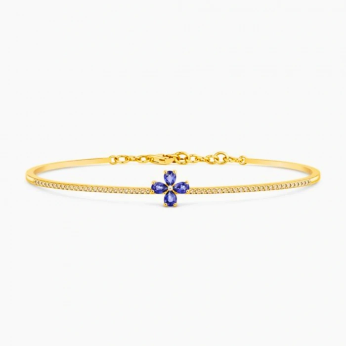 1.02 Carat Diamond Clover Sapphire Bracelet