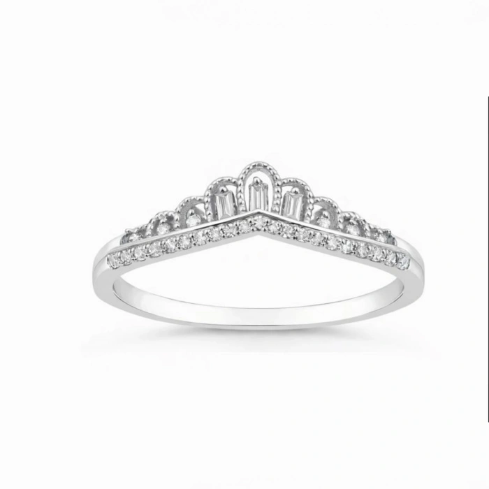 0.16 Carat Baguette Cut Diamond Crown Ring