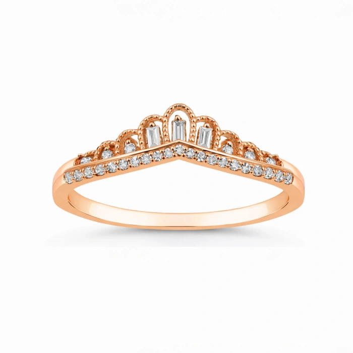 0.16 Carat Baguette Cut Diamond Crown Ring