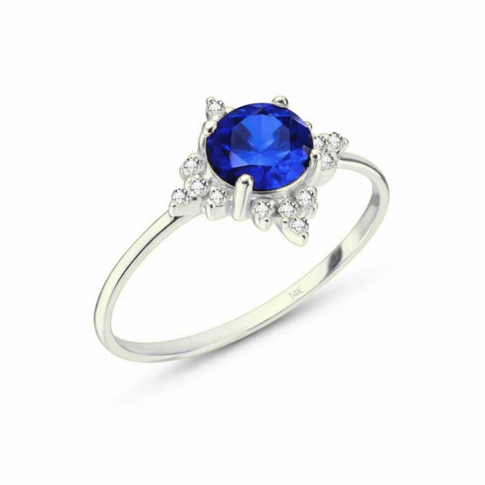14K Solid Gold North Star Sapphire Ring