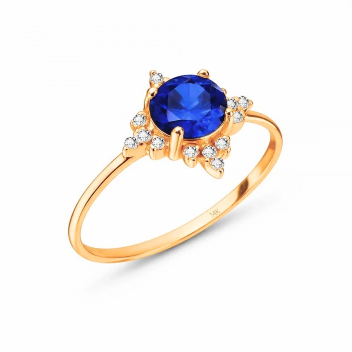 14K Solid Gold North Star Sapphire Ring