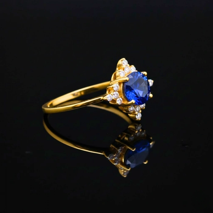 14K Solid Gold North Star Sapphire Ring