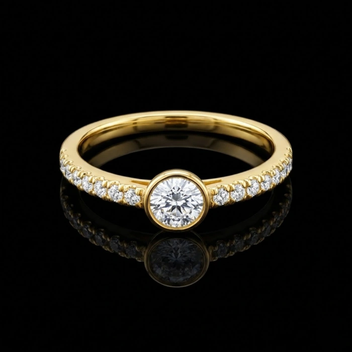 0.30 Karat Pırlanta Yarım Tur Tektaş Yüzük