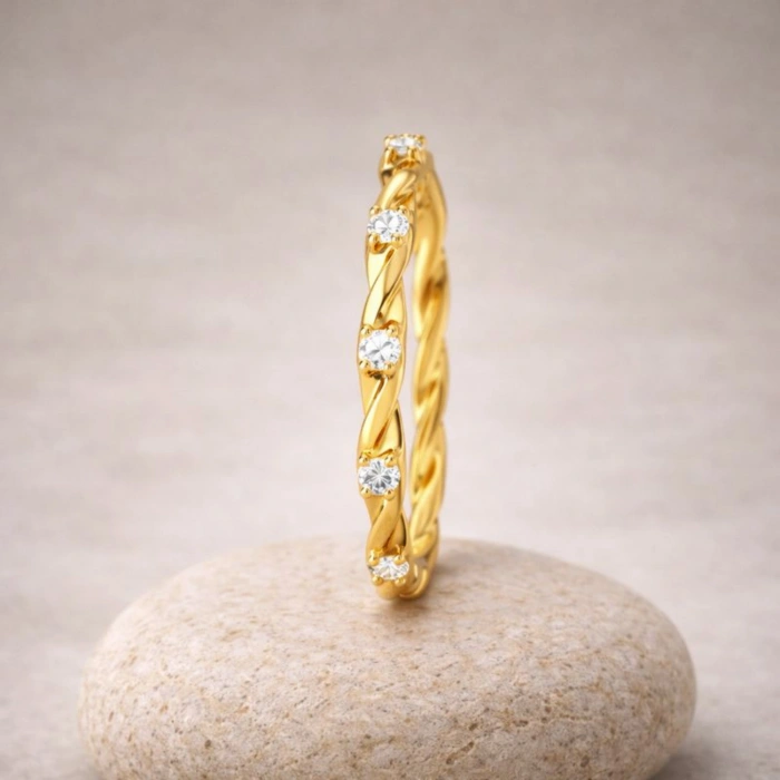 0.11 Karat Pırlanta Sonsuzluk Spiral Yüzük