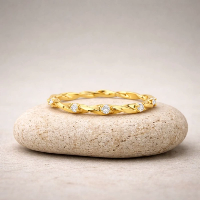 0.11 Karat Pırlanta Sonsuzluk Spiral Yüzük