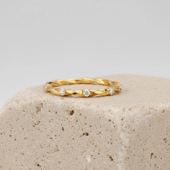 0.11 Karat Pırlanta Sonsuzluk Spiral Yüzük