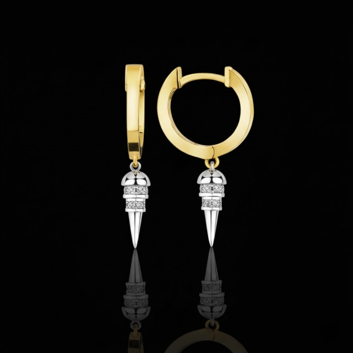 0.09 Karat Sallantılı Pırlanta Halka Küpe