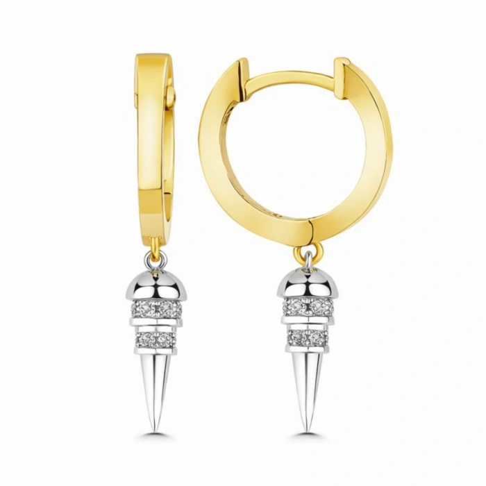 0.09 Karat Sallantılı Pırlanta Halka Küpe