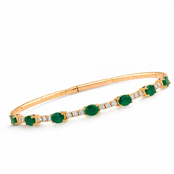 3.70 Karat Yeşil Zümrüt Taşlı Suyolu Bilezik