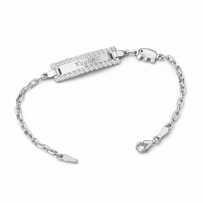 14 Ayar Altın Bebek Fil Detaylı İsimli Künye, Bebekler için Altın Bileklik