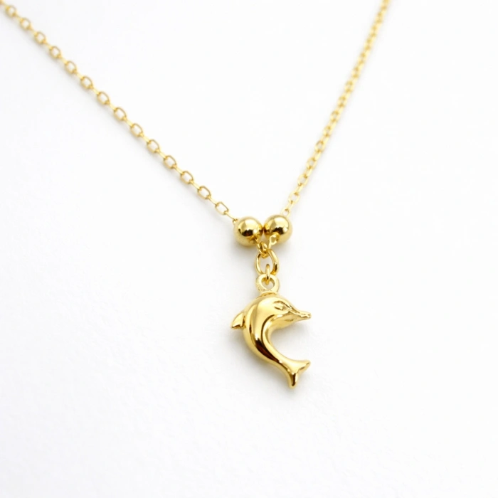 14 Ayar Altın Yunus Balığı Takı Seti, Balık Bileklik