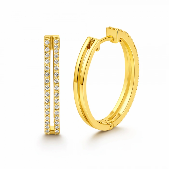 0.48 Karat Pırlanta Halka Küpe, Beyaz Altın Küpe