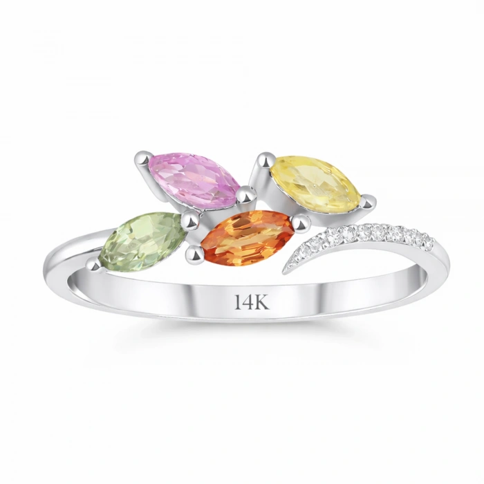 0.73 Karat Pırlanta Markiz Kesim Yüzük, Doğal Renkli Taşlı Yüzük