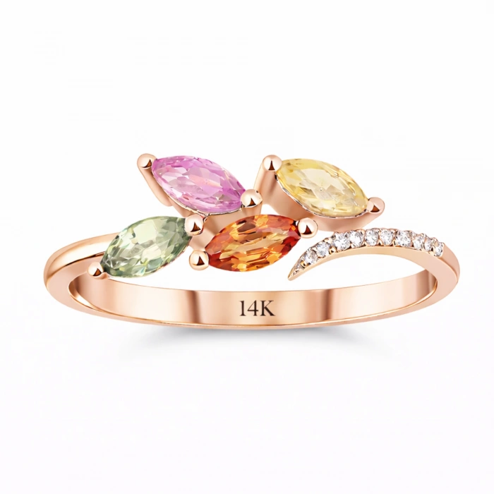 0.73 Karat Pırlanta Markiz Kesim Yüzük, Doğal Renkli Taşlı Yüzük