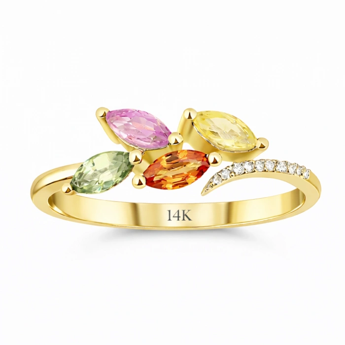 0.73 Karat Pırlanta Markiz Kesim Yüzük, Doğal Renkli Taşlı Yüzük